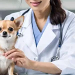 Auscultation d'un chihuahua pour vérifier qu'il n'ait pas la parvovirose
