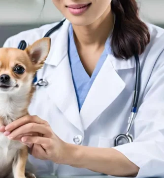Auscultation d'un chihuahua pour vérifier qu'il n'ait pas la parvovirose
