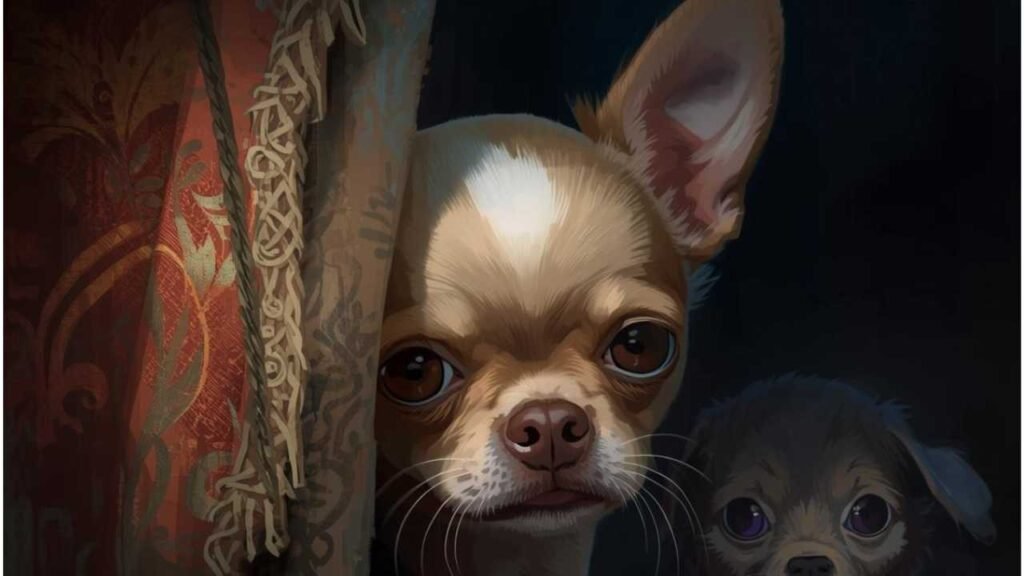 un bébé chihuahua avec une tête de coupable après avoir fait une bêtise