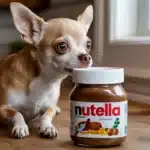 chihuahua devant un pot de chocolat