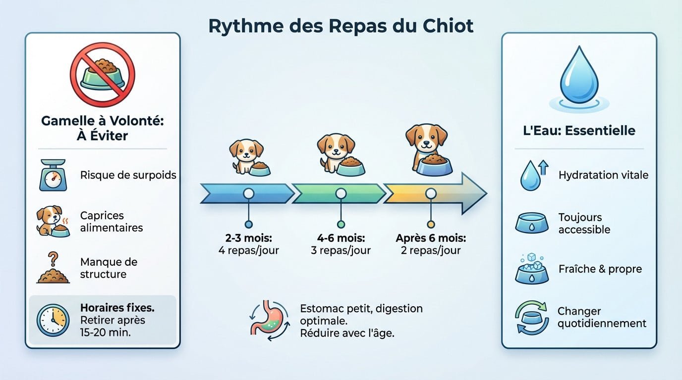 Tableau récapitulatif de la fréquence des repas pour chiot selon l'âge