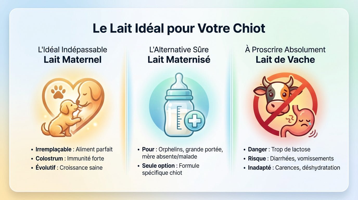 Chiot buvant du lait maternisé au biberon adapté
