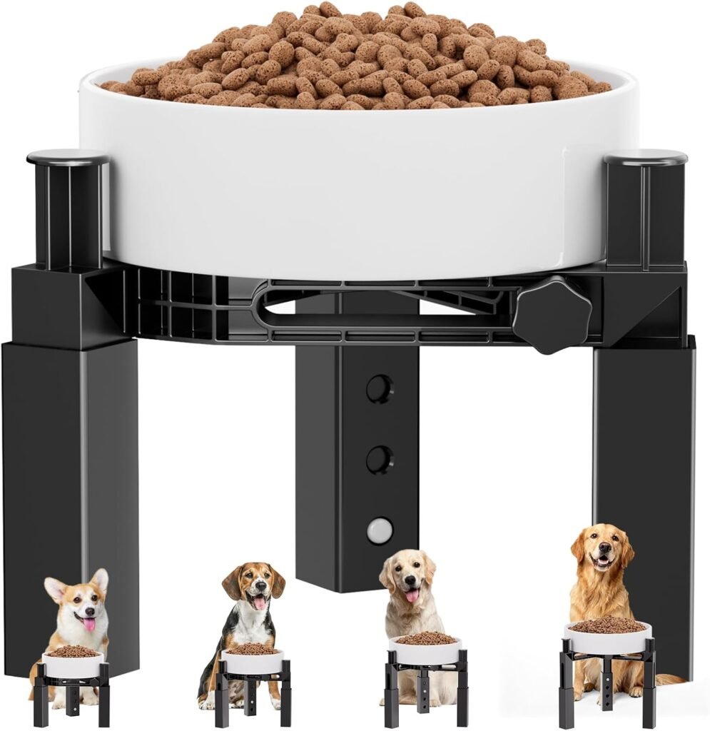 X XBEN Support à Gamelles pour Chien Surélevé avec 4 Hauteurs Réglables